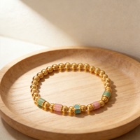 Bracelet en acier inoxydable plaqué or 18 carats avec perles colorées en forme de goutte d'huile pour femmes, bijoux exquis et polyvalents, tendance et à la mode