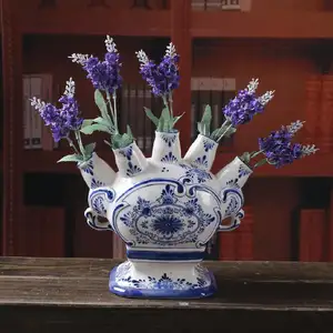 装飾のための新しいデザインのセラミックプランターポット青と白の磁器の花瓶
