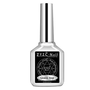 OEM özel etiket süper güçlü tırnak uv pardösü 15ml gümüş şişe uv yüksek parlaklık cam üst jel lehçe nail art salon kullanımı