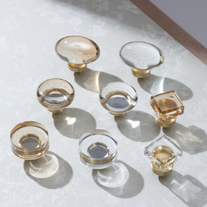 Boutons réglables en verre doré cristal laiton meubles armoire porte tiroir poignée chambre salle de bain armoires bureau couleur Champagne - Product Image 5