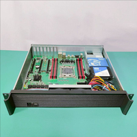 Server Komputer Industri Paduan Aluminium 2U Rak Pendek 350 1U Catu Daya Motherboard MicroATX Panel Samping Jendela Firewall