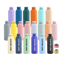 Logotipo personalizado impresión 500ml botella de agua de Metal con pintura de goma Rosa colorido boca pequeña vacío clásico termo de acero inoxidable