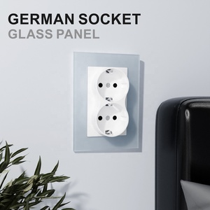 Đôi EU Glass bảng điều chỉnh điện 16A Schuko Đức ổ cắm với nối đất Đức 2P + E loại tường Ổ cắm điện chuyển đổi - Product Image 4