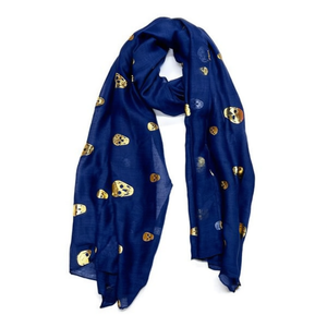 Bufanda larga con diseño de calavera y lámina dorada, 70x180 cm, chal étnico de moda - Product Image 1