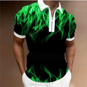 Polo de golf pour homme, coupe ajustée, séchage rapide, manches courtes, performance, évacuation de l'humidité, fermeture éclair - Product Image 5