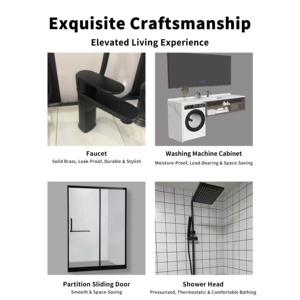Module de salle de bain préfabriqué moderne YEETE, douche intégrée, toilettes, lavabo, certifié CE, verre 8 mm, étanche, hôtel, appartement - Product Image 3