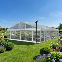 Tente de réception transparente pour événements et fêtes, structure en aluminium extérieure 10x15m, type chapiteau d'église