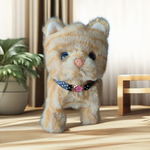 Juguete de Peluche Eléctrico para Niños con Diseño de Flores en el Cuello, Gato de Peluche Realista que Camina, Maulla y Mueve su Cola - Product Image 4