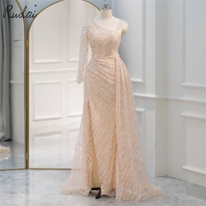 Ruolai LWC8120 nuovo stile monospalla e manica lunga abito da sera perline abiti da ballo - Product Image 1