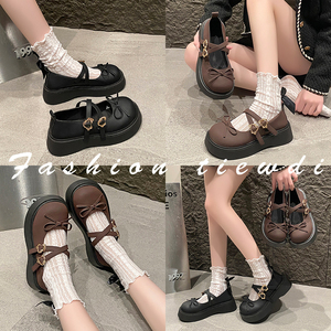 Zapatos de Piel Sintética con Tacón Grueso y Plataforma, Estilo Francés con Lazo, para Primavera y Verano - Product Image 2