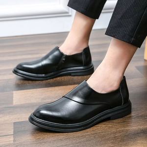Mens Color <b>Block</b> Leather Slip on Loafers Casual Formal Business Shoes Fashion Footwear for Men With Non-Sole - Product Image 2