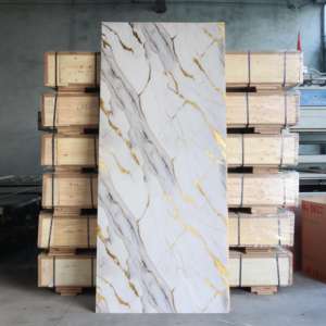 방수 내화 1.22*2.44m 크기 PVC 대리석 시트 3mm 두께 대리석 교체 1 년 보증 호텔 - Product Image 1