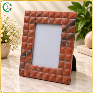 Cadre photo en marbre orange CCI de 10 pouces, support photo en pierre naturelle de qualité supérieure pour photos de famille, souvenirs de mariage et décoration - Product Image 1