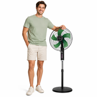 Ventilateur sur pied électrique haute performance avec grille de sécurité, 5 pales antibactériennes, télécommande, hauteur réglable, minuterie 60 min