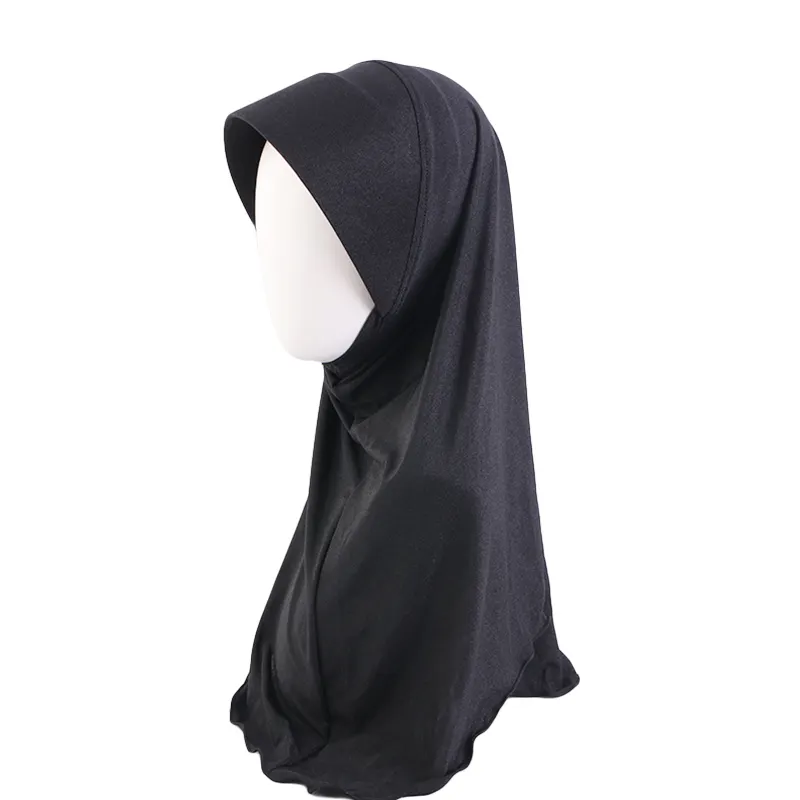 Grosir aksesori rambut Logo kustom Turban Hijab Turban Visor Muslim melar warna polos poliester spandeks untuk wanita