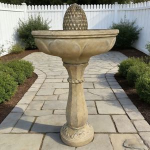 Fontaine à oiseaux en résine solaire résistante aux intempéries, antique, faite à la main, avec installation facile - Product Image 1