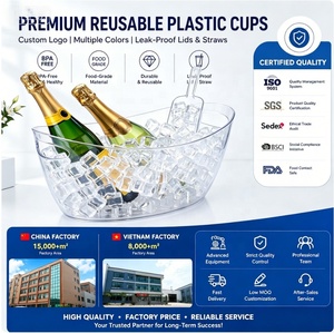 2 cubos de <span class=keywords><strong>hielo</strong></span> de plástico PET de 5L de Color transparente para fiestas, cócteles, Bar, Enfriador de vino, bañeras decorativas de acero y Metal para bebidas - Product Image 6