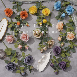 Flores Artificiales de Rosa Yixuan, 4 Cabezas, Decoración de Boda de Seda, Adorno para el Hogar - Product Image 1