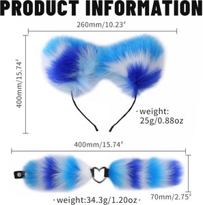 Set di 4 pezzi di sesso volpe <span class=keywords><strong>coda</strong></span> Anales spina giocattoli di testa <span class=keywords><strong>con</strong></span> orecchie di gatto cerchietto colletto di pasta per capezzoli - Product Image 3