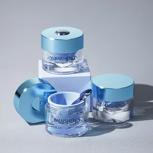 Versteckte Spatula Luxus 50 g 60 g 100 g Kunststoff kosmetische doppelwandige Sahne-Glas-Verpackung mit Deckel Löffel Spatula