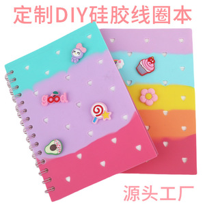 New <b>Silicone</b> Hole A5 Spiral Colorful Red Book Cover Notebook High Aesthetic Creative Planner - Product Image 2