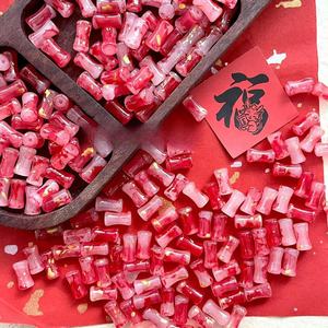 ลูกปัดแก้วสีแดงสดลายไม้ไผ่ 100 ชิ้น สไตล์จีน วัสดุทำสร้อยคอ สร้อยข้อมือ DIY ลายคลื่นน้ำ - Product Image 4