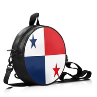 Sac à main rond en cuir PU avec drapeau national du Panama, sac à dos convertible pour femme avec bandoulière réglable