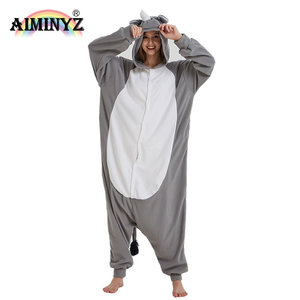 For Wholesale 2023 Plus Size Adult Pajamas Cute Animal <strong>Women</strong> Rhinoceros Gray Cosplay Costume Home <strong>Clothes</strong> <strong>Thermal</strong> Soft Warm - Product Image 3