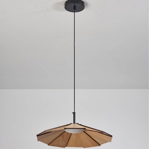 Fan Shaped Walnut Wood Chandelier <b>Led</b> <b>Light</b> Warm <b>Light</b> Home Restaurant Tea Room Zen Style Single Head Pendant Lamp - Product Image 2