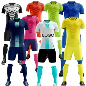 Custom new design high quality soccer jersey 2023 sublimation football uniform kit full set hot clubs men soccer wear