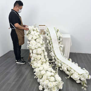 Blanco Wed Mesa Suelo artificial Arreglos florales Wed Pasillo Flor Floral Camino de mesa para boda - Product Image 4