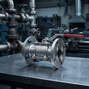 Vanne à boisseau sphérique pleine portée en acier inoxydable 1 pièce CF8 CF8M 150 #   Vanne à levier industrielle à brides BSP NPT 1/4"-4" pour eau, huile et gaz - Product Image 1