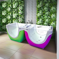 Baignoire autoportante moderne en acrylique écologique avec drain, massage à jet d'air, pour bébé, installation facile, hydro-massage, pour salle de bain