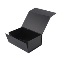 Boîte cadeau pliable en papier rigide avec fermeture magnétique, couverture à rabat, design noir de luxe personnalisé, impression UV sélective