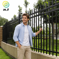 Valla Tubular de Acero, Paneles Metálicos Modernos con Recubrimiento de Polvo Negro para Jardín Residencial