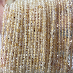 Cuentas Sueltas Redondas Facetadas de Citrino, Piedra Preciosa Natural para la Fabricación de Joyas, Pulseras y Collares, Venta al por Mayor, 2MM - Product Image 2