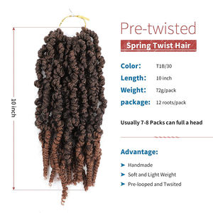 Extensions de cheveux au crochet pré-torsadées Spring Twist, 10 pouces, courtes et bouclées, Mini <span class=keywords><strong>Passion</strong></span> Twists - Product Image 2