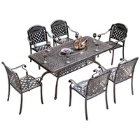Ensemble de table et chaises en fonte d'aluminium de style européen pour jardin, cour, balcon, mobilier d'extérieur trois pièces
