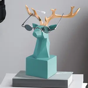 Resina de la cabeza de ciervo hackear casa decoración ciervos arte de la resina