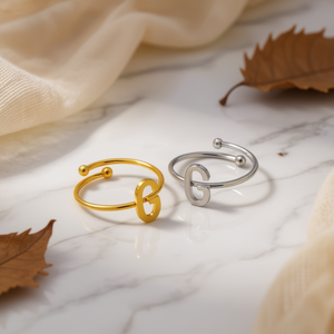 Anillo con Letra G Angelina, Acero Inoxidable, Chapado en Oro y Plata, 6mm, Joyería Unisex de Moda, Regalo Diario, Estilo Moderno - Product Image 4