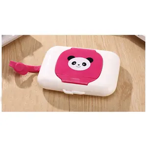 批发便携式湿纸巾盒熊猫卡通婴儿卫生湿纸巾盒