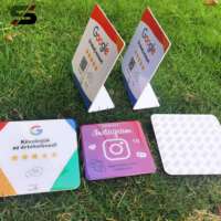 Prix bas 13.56Mhz Programmable Google Reviews NFC Brillant ou Mat Stand Table NFC Google Review Display