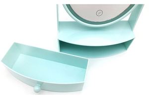 OEM Hồng Xanh Điều Chỉnh Độ Sáng Pin Led Light <span class=keywords><strong>Round</strong></span> Make Up Bảng Gương Nhựa Với Hộp Lưu Trữ Nhỏ - Product Image 6