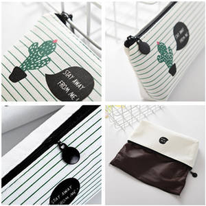 Trousse à crayons en tissu coréen imprimé <span class=keywords><strong>Cactus</strong></span>, plante, en toile, pour crayons, papeterie, mignonne, de bureau, pour filles - Product Image 6