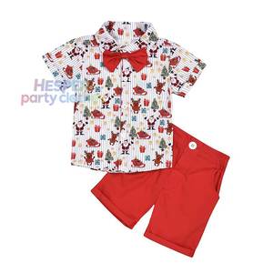 Tenue de fête HP pour garçons, chemise à manches courtes, pantalon rouge, tenues de Noël pour garçons KBCS-001 - Product Image 1
