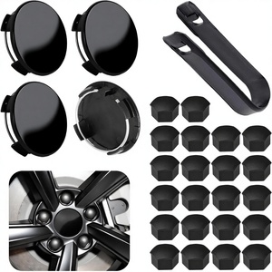 Kit de 4 enjoliveurs de moyeu de roue de voiture avec 22 <span class=keywords><strong>cache</strong></span>-écrous et enjoliveurs de <span class=keywords><strong>jante</strong></span> de 2,2 po (56 mm) pour Model 3 / Y - Product Image 1