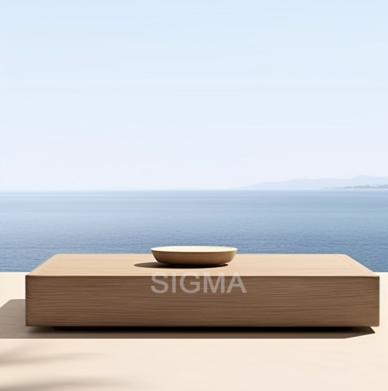 2024 Minimalism Designer Modern Hotel Exterior Outdoor Villa Patio Teak Solid Wood Sofa Set Furniture Luxury