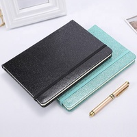 Cahiers A5 à paillettes créatives couverture rigide en cuir PU avec paillettes reliure spirale et bande élastique pour notes manuscrites