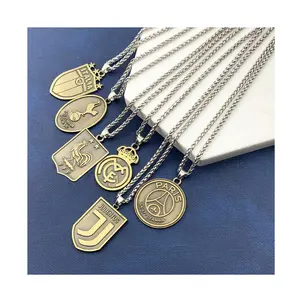 Wholesale Fashion Sports Basketball Team Pendant Stainless Steel Lakers Warriors Bucks Basketball Team Logo Necklace for Fans