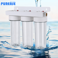 PUREASE kustomisasi pabrik Filter air seluruh rumah 10 inci sistem 3-tahap dengan benang 1 "1" 2 1/4 "3/4" untuk minuman rumah